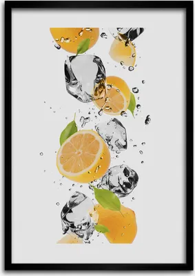Produktbild von Bild - Bilderrahmen - Foto - 70 cm x 100 cm - MDF - Rahmen - Wandkunst - Zitronen und Wasser