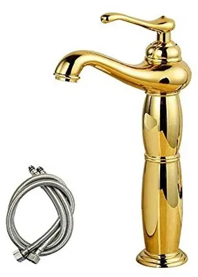 Waschtischarmatur Gold hoher Auslauf Einhebelmischer Messing