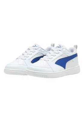 Produktbild von Puma Rebound V6 Lo AC PS Unisex Kinder Sneaker 396742 10 weiss blau, Schuhgröße:35 EU