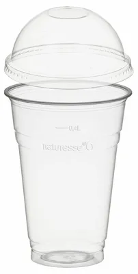 Produktbild von 50x Trinkbecher 400ml mit Domdeckel ohne Loch aus PLA