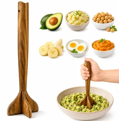 Produktbild von Kartoffelstampfer aus Sapeli-Holz – Praktischer Stampfer für Kartoffelpüree