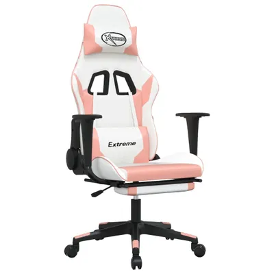 Produktbild von vidaXL Gaming-Stuhl mit Fußstütze Weiß und Rosa Kunstleder