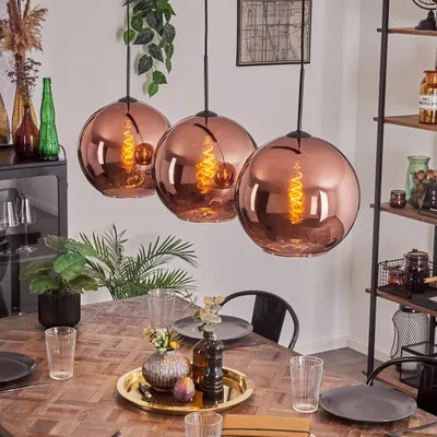Produktbild von Cesaro Hängelampe aus Metall/Glas in Schwarz/Kupferfarben
