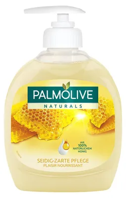 Produktbild von Palmolive Naturals Milch & Honig, Hände, Flüssigseife, Pumpenflasche, Honig, Milch, Grün, Gelb, Honig
