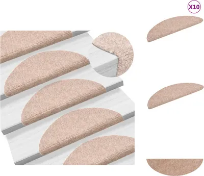 Image de vidaXL Tapis d'escalier autocollant 10 pcs. Marron 56x17x3cm aiguilleté - Tapis d'escalier