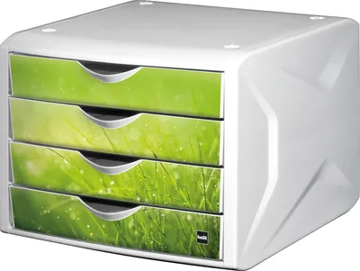 Obrázok produktu pre Helit H6129650 - 4 Schublade(n) - Kunststoff - Grün - Weiß - 1 Stück(e) - 262 mm - 330 mm