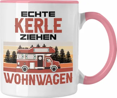 Produktbild von Trendation - Echte Kerle Ziehen Wohnwagen Camper Tasse Geschenke Wohnmobil für Männer Campingwagen Geschenkidee Zubehör Camping Opa Oma Rentner Lustig (Rosa)