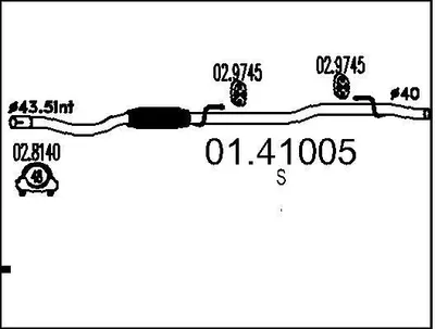 Produktbild von MTS Abgasrohr Auspuffrohr für FIAT PANDA (169) Vorne 01.41005
