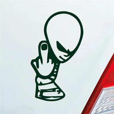Produktbild von Auto Aufkleber Alien Außerirdischer Mittelfinger Tuning 12x7 cm Dunkelgrün Sticker Heckscheibenaufkleber