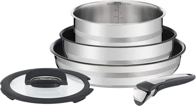 Produktbild von Jamie Oliver by Tefal Ingenio 5-teiliges Set, Edelstahl, -frei, Induktionsgeeignet, Backofengeeignet bis 250°C, Thermo-Spot, ohne Griff