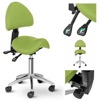 Image de Tabouret avec dossier pivotant et réglable, assise en similicuir, couleur verte