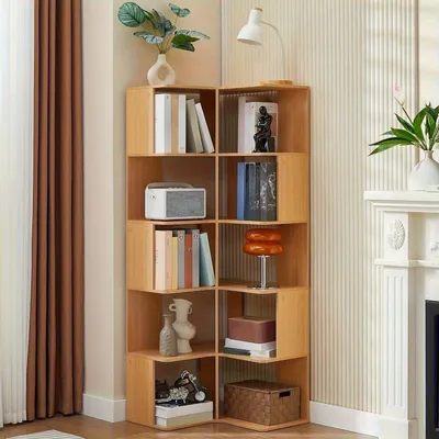Immagine prodotto di Libreria ad angolo - Scaffale angolare - Libreria - Mobile angolare - Scaffale per libri - 5 ripiani - In legno, forma a L