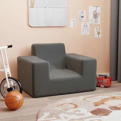 Image de vidaXL Canapé pour enfants Anthracite Peluche douce