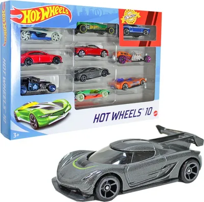 Produktbild von Hot Wheels Set mit 10Fahrzeugen im Maßstab 1:64 für Sammler und Kinder, Fahrzeug, 3 Jahr(e), Kunststoff, Metall, Gemischte Farben