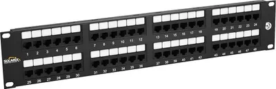 Immagine prodotto di Pannello patch Solarix 19" 48 x RJ45 CAT5E UTP 150 MHz nero 2U, SX48-5E-UTP-BK