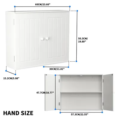 Immagine prodotto di Mobile da bagno - Mobile contenitore - A doppia anta - MDF - Con ripiani - Da montare - Bianco