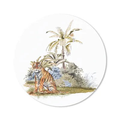 Produktbild von MuchoWow® Mauspad Mousepad Tiger - Pflanzen - Malerei 30x30 cm - Mousepads - Maus Mat - Pad - Mausunterlage - Tischunterlage - Schreibtischmatten