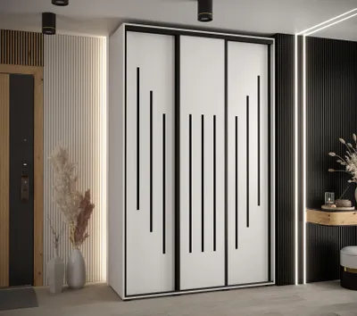 Obrázok produktu pre Šatníková skriňa ASIRI 8 - 160/60 cm, biela / čierna