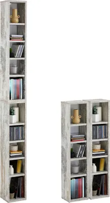 Produktbild von CD DVD Blueray Regal CHART in Shabby Chic – Zweiteiliges Medienregal, Aufbewahrung, CD-Ständer mit 10 Fächern für bis zu 160 CDs, 20x187 cm (B x H)