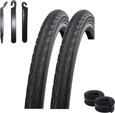 Produktbild von 2 x Schwalbe Delta Cruiser Plus PunctureGuard E-25 Fahrradreifen mit Reflex Schwarz 40-622 ( 28 x 1.50 ) + 2 x DV17 inkl. Reifenheber