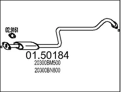 Produktbild von MTS 01.50184 Mittelschalldämpfer Schalldämpfer für NISSAN ALMERA II Hatchback (N16) Almera II Limousine (N16)