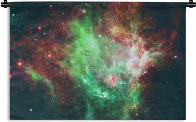 Produktbild von MuchoWow® Wandteppich Wandbehang Weltraum - Sterne - Grün 90x60 cm Tapisserie Dekoration Wandtuch - Wandskulpturen - Bildteppich