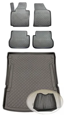 Produktbild von SET Kofferraumwanne Gummifußmatten für VW Volkswagen Caddy Maxi Highline 2K Hochdachkombi 2003- 5Sitze Trendline, Comfortline, Highline, 5Sitze / 7Sitze, hinter der 2. Sitzreihe