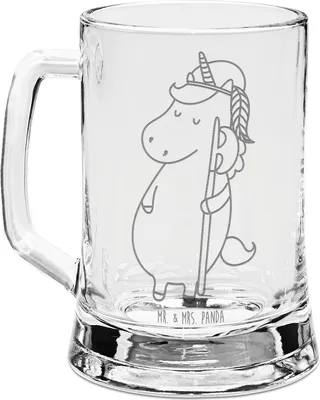 Produktbild von Mr. & Mrs. Panda Humpen Einhorn Junge - Transparent - Geschenk, Unicorn, Gravur Bierkrug, Einhörner, Seidel, Glas, Krug, Mittelalter, Bube