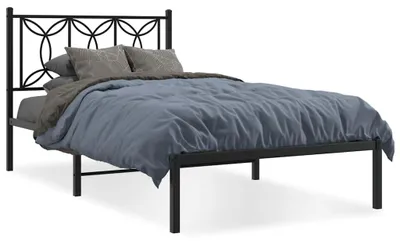 Produktbild von vidaXL Bettgestell mit Kopfteil Metall Schwarz 107x203 cm