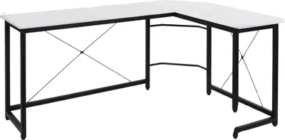 Obrázek produktu pro Domácí kancelář ve tvaru písmene L 167 cm - Pro kancelář, domácí kancelář a hraní her - Stabilní pracovní stanice - bílá