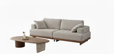 Obrázek produktu pro Sada do obývacího pokoje, moderní styl, látkové čalounění, elegantní design, béžová barva