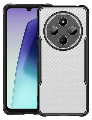 Image de Coque de protection hybride en PC et TPU pour Xiaomi Redmi A4 5G, motif carbone, noir