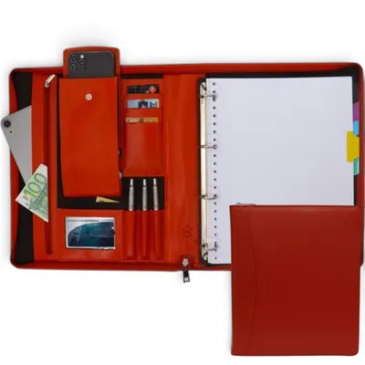 Produktbild von Leder Schreibmappe – Dokumentenmappe A4 – Konferenzmappe A4 – Orange