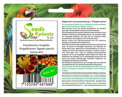 Produktbild von 25x Französische Tagetes patula rot gelbe Ringelblumen Samen #15