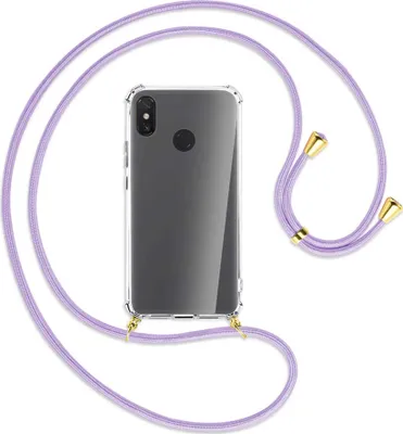 Produktbild von Handykette Backcover-Schutzhülle mit Band (Metall silberfarben) für Xiaomi Mi Max 3 - rose peach