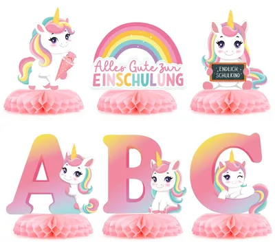 Productafbeelding van Set van 6 Eenhoorn Decoratie voor Schoolstart Meisjes