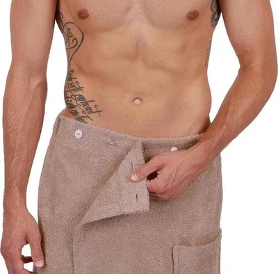 Produktbild von Famanu Saunakilt mit Knöpfen für Herren 100% Baumwolle 420 g/m² - Farbe Cappuccino