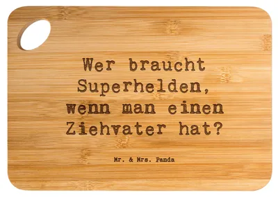 Produktbild von Mr. & Mrs. Panda Holzbrett Spruch Ziehvater Held - Transparent - Geschenk, Brett, Geschenke, Stiefvater, herzerwärmende Sprüche, Bonusvater, holzschneidebrett, Dankeschön