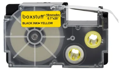 Produktbild von Casio kompatibel XR-18YW Schriftbandkassette - Schwarz auf gelb - 18 mm x 8 m