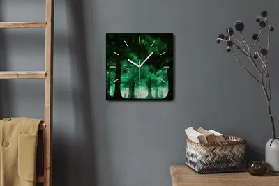 Produktbild von Coloray Hodiny Unikátní 30x30 cm  Tiché hodiny Pro obývací pokoj a kuchyň Nástěnné hodiny Plátno Bílé ručičky hodin - Malování lesního stromu
