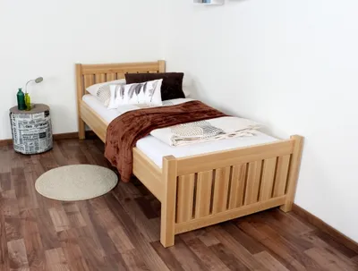 Produktbild von Einzelbett / Gästebett Buche massiv Vollholz natur 107, inkl. Lattenrost - Abmessung 90 x 200 cm (B x L)