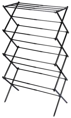 Obrázek produktu pro Sušák na prádlo - Vertikální sušák - Výsuvný - Kovový - 43–75 × 37,5 × 139 cm - Černý