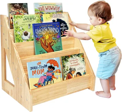 Kinder-Bücherregal aus Holz, 5 Ebenen, 43 cm hoch
