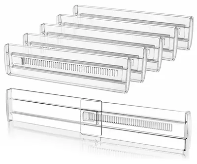Schubladen-Organizer 6er-Set, verstellbar 28,5–50,5 cm, Acryl