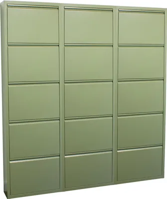 Image de Pisa Armoire à chaussures à 15 rabats/portes en métal, vert. Livré entièrement monté.