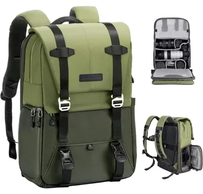 Produktbild von Kamerarucksack 20L mit 15,6 Zoll Laptopfach, spritzwassergeschützt, grün