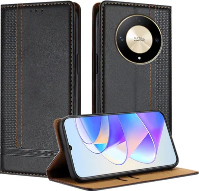 Produktbild von Handyhülle für Honor X9b/Magic6 Lite Leder Flip Klappbare Schutzhülle mit Standfunktion Schwarz