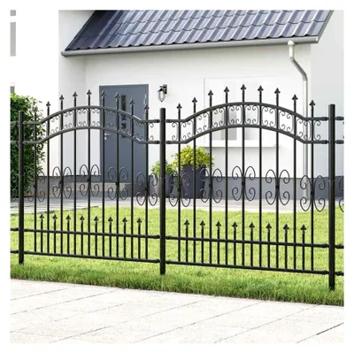 Produktbild von Gartenzaun aus pulverbeschichtetem Stahl in Grau 240 x 166 cm mit robustem Maschendrahtgitter