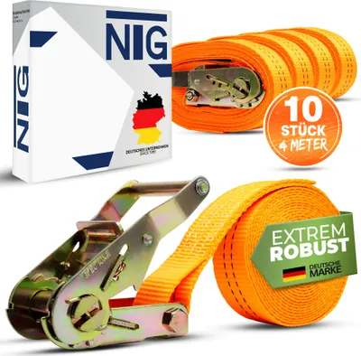 Produktbild von Spanngurt Zurrgurte 4m 10 Stück 2t ( 2000 daN, KG) Einteilig 35mm,1 tlg. 4 Meter