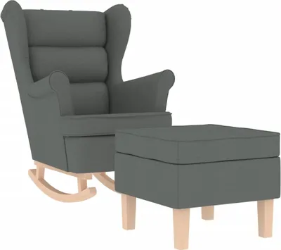 Obrázek produktu pro Houpací křeslo s podnožkou tmavě šedé textil